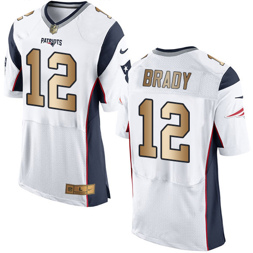 Patriots #12 Tom Brady White Men's Stitched New Elite Gold Jersey cheap jerseys for sale - CheapJerseys.Shop