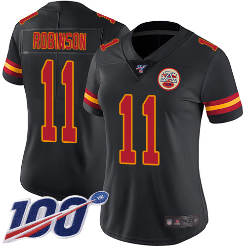 Kansas City Chiefs #11 Demarcus Robinson Black Women's Stitched Limited Rush 100th Season Jersey Womens cheap jerseys for sale - CheapJerseys.Shop