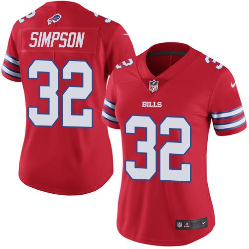 Buffalo Bills #32 O. J. Simpson Red Women's Stitched Limited Rush Jersey Womens cheap jerseys for sale - CheapJerseys.Shop