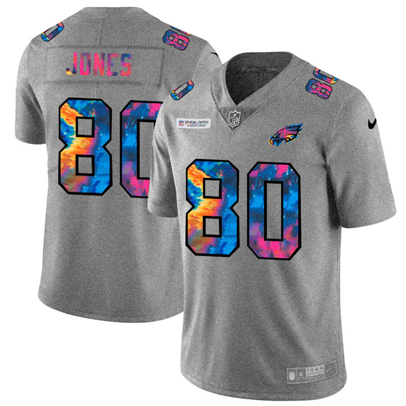 Philadelphia Eagles #80 Julio Jones Men's Multi-Color 2020 Crucial Catch Jersey Greyheather cheap jerseys for sale - CheapJerseys.Shop