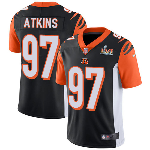 Cincinnati Bengals #97 Geno Atkins Black Team Color Super Bowl LVI Patch Men's Stitched Vapor Untouchable Limited Jersey Men's cheap jerseys for sale - CheapJerseys.Shop