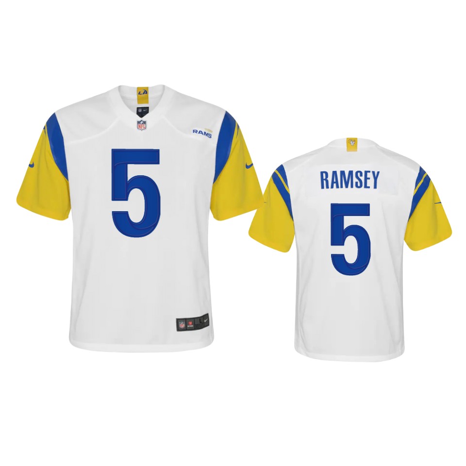 Los Angeles Rams #5 Jalen Ramsey Youth Alternate Game Jersey - White cheap jerseys for sale - CheapJerseys.Shop