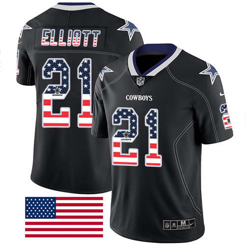 Cowboys #21 Ezekiel Elliott Black Men's Stitched Limited Rush USA Flag Jersey cheap jerseys for sale - CheapJerseys.Shop