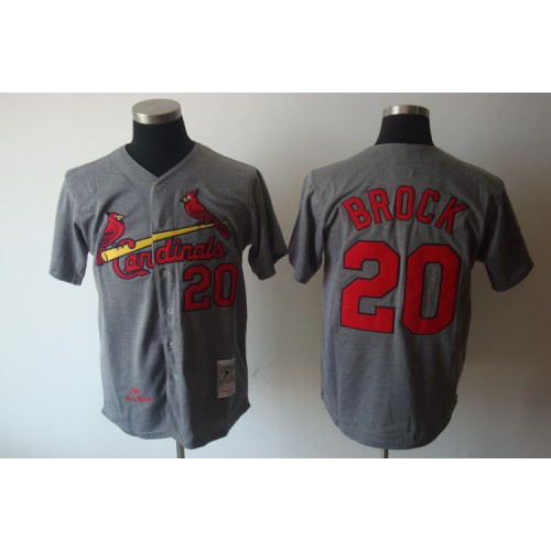 Mitchell And Ness St.Louis Cardinals #20 Lou Brock Grey Cool Base Stitched Throwback Jersey Men's cheap jerseys for sale - CheapJerseys.Shop