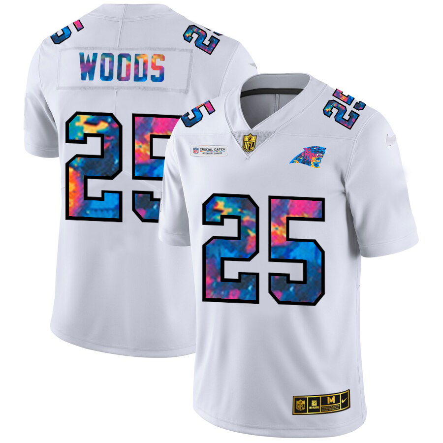 Carolina Panthers #25 Xavier Woods Men's White Multi-Color 2020 Crucial Catch Limited Jersey cheap jerseys for sale - CheapJerseys.Shop
