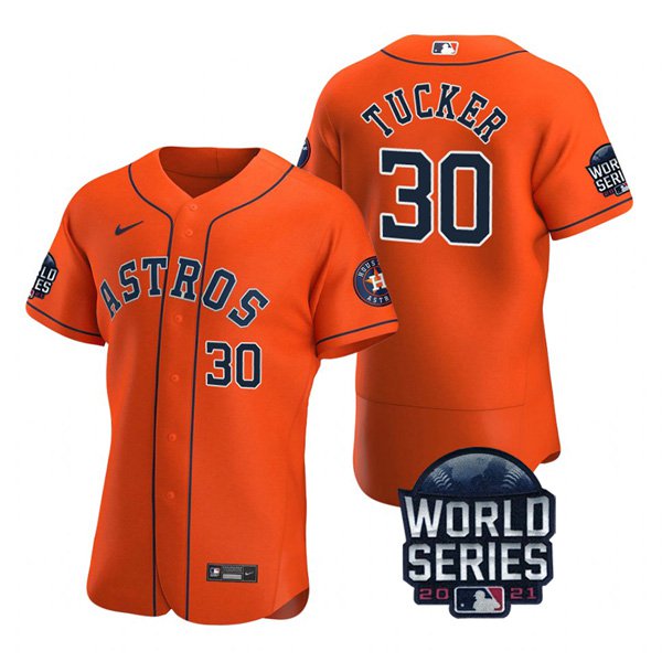 Houston Astros #30 Kyle Tucker Men's 150th Anniversary 2021 World Series Authentic Jersey - Orange cheap jerseys for sale - CheapJerseys.Shop