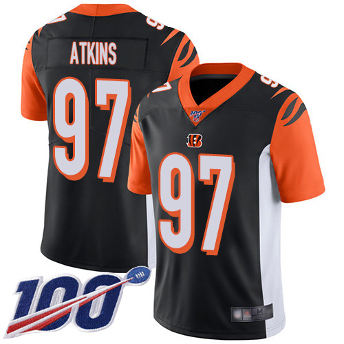 Cincinnati Bengals #97 Geno Atkins Black Team Color Men's Stitched 100th Season Vapor Limited Jersey Men's cheap jerseys for sale - CheapJerseys.Shop