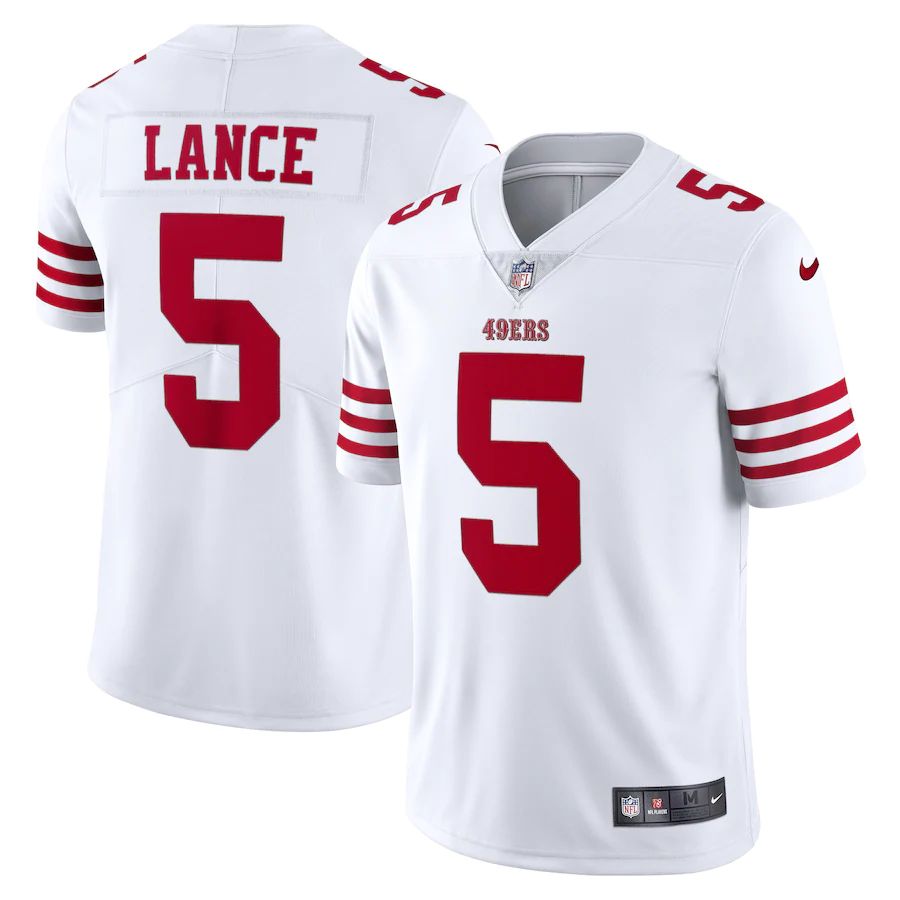San Francisco 49ers #5 Trey Lance White Men's 2022-23 Limited Stitched Vapor Untouchable Jersey cheap jerseys for sale - CheapJerseys.Shop