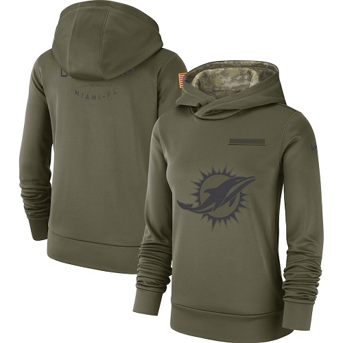 Women's Miami Dolphins Olive Salute To Service Sideline Therma Performance Pullover Hoodie cheap jerseys for sale - CheapJerseys.Shop