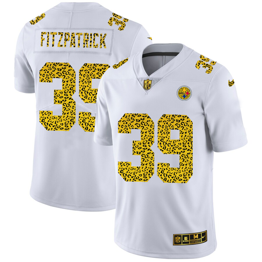 Pittsburgh Steelers #39 Minkah Fitzpatrick Men's Flocked Leopard Print Vapor Limited Jersey White cheap jerseys for sale - CheapJerseys.Shop
