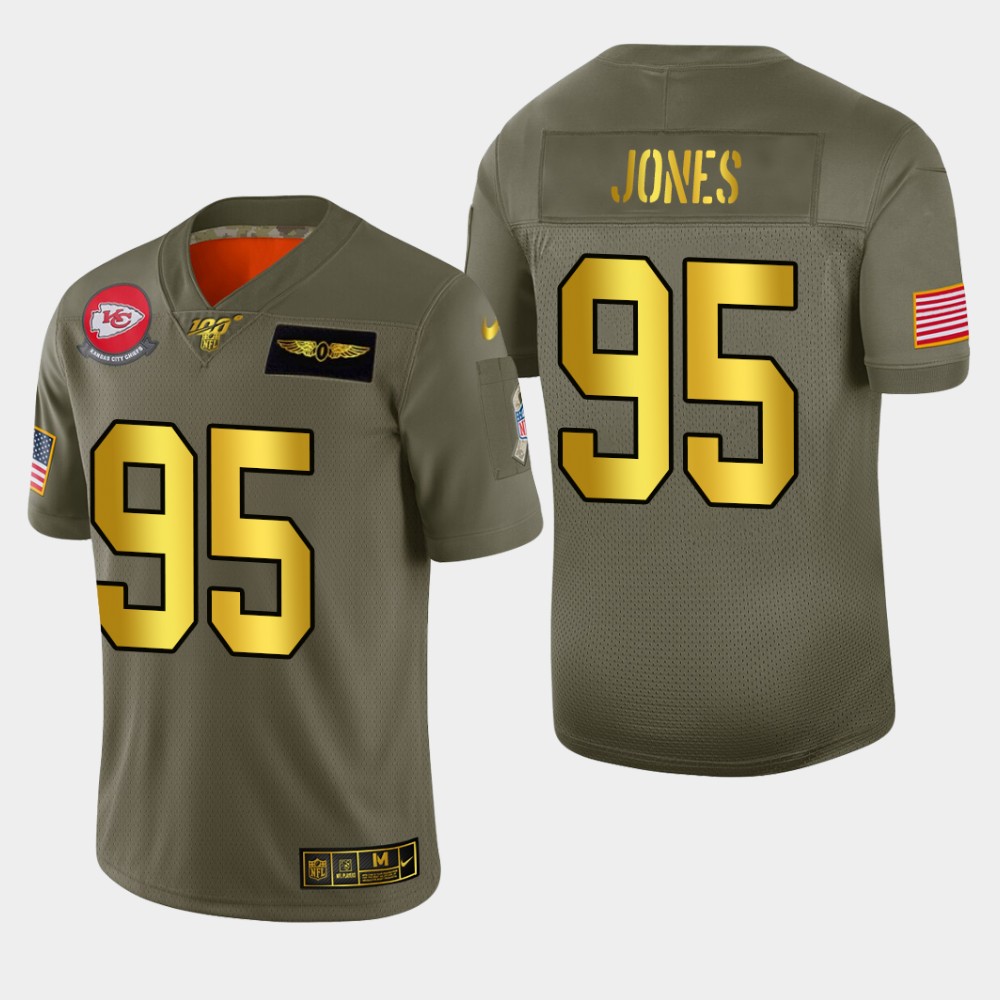 Kansas City Chiefs #95 Chris Jones Men's Olive Gold 2019 Salute To Service Limited 100 Jersey cheap jerseys for sale - CheapJerseys.Shop