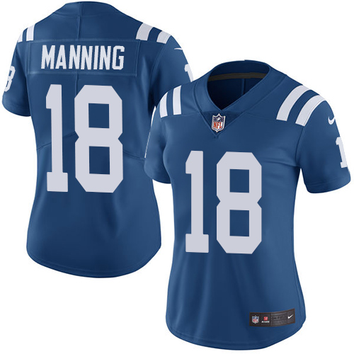 Indianapolis Colts #18 Peyton Manning Royal Blue Team Color Women's Stitched Vapor Untouchable Limited Jersey Womens cheap jerseys for sale - CheapJerseys.Shop