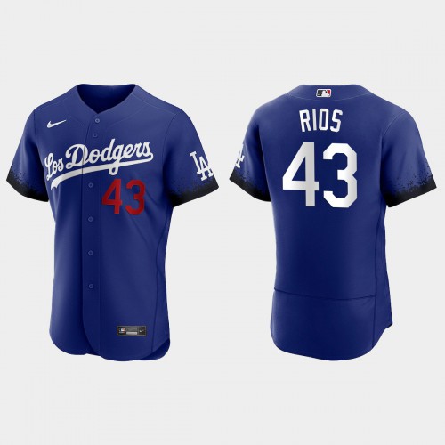 Los Angeles Los Angeles Dodgers #43 Edwin Rios Men's 2021 City Connect Authentic Jersey Royal Men's cheap jerseys for sale - CheapJerseys.Shop