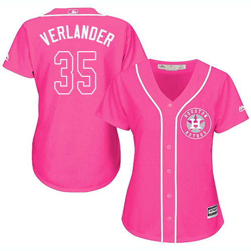 Houston Astros #35 Justin Verlander Pink Fashion Women's Stitched Jersey Womens cheap jerseys for sale - CheapJerseys.Shop