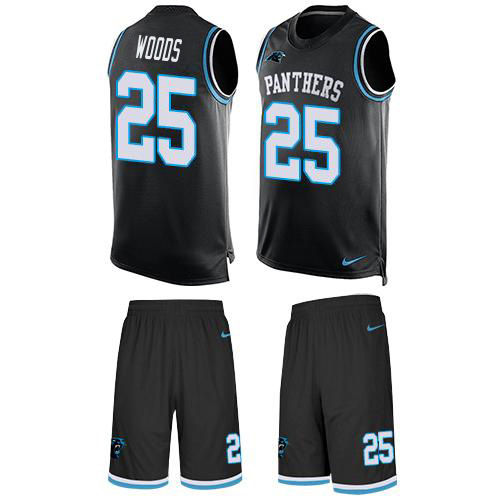 Panthers #25 Xavier Woods Black Team Color Men's Stitched Limited Tank Top Suit Jersey cheap jerseys for sale - CheapJerseys.Shop