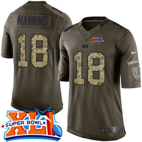 Indianapolis Colts #18 Peyton Manning Green Super Bowl XLI Men's Stitched Limited Salute to Service Jersey Men's cheap jerseys for sale - CheapJerseys.Shop