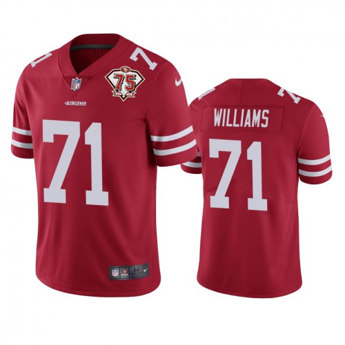 San Francisco 49ers #71 Trent Williams Red Men's 75th Anniversary Stitched Vapor Untouchable Limited Jersey Men's cheap jerseys for sale - CheapJerseys.Shop