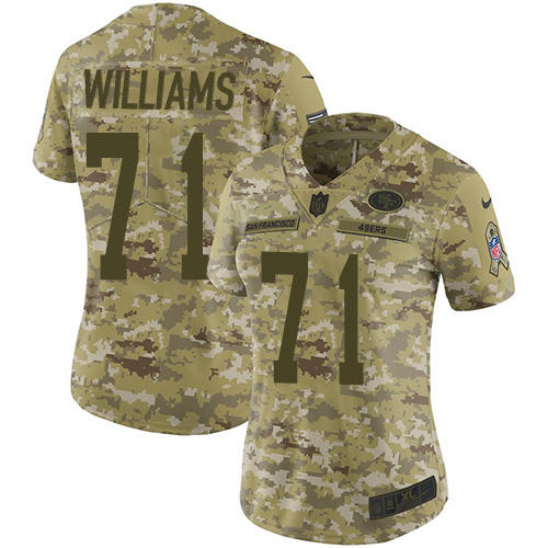 San Francisco San Francisco 49ers #71 Trent Williams Camo Women's Stitched Limited 2018 Salute To Service Jersey Womens cheap jerseys for sale - CheapJerseys.Shop