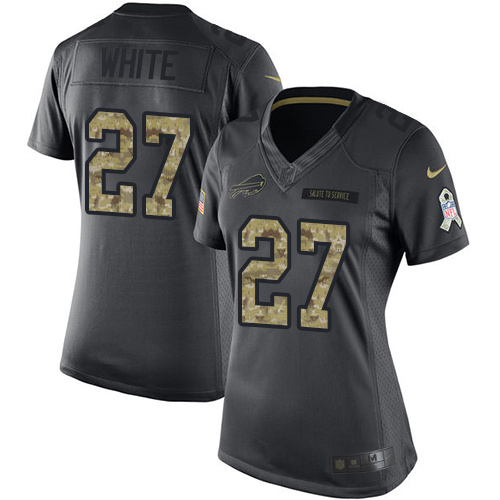 Bills #27 Tre'Davious White Black Women's Stitched Limited 2016 Salute To Service Jersey cheap jerseys for sale - CheapJerseys.Shop