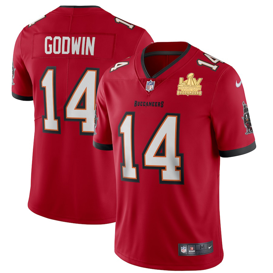 Tampa Bay Buccaneers #14 Chris Godwin Men's Super Bowl LV Champions Patch Red Vapor Limited Jersey cheap jerseys for sale - CheapJerseys.Shop