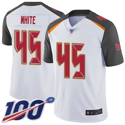 Buccaneers #45 Devin White White Men's Stitched 100th Season Vapor Limited Jersey cheap jerseys for sale - CheapJerseys.Shop