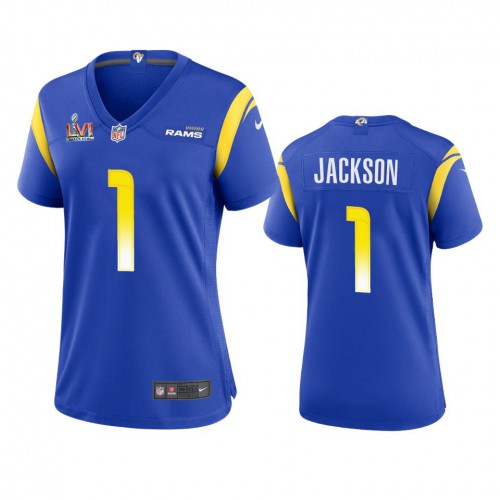Los Angeles Los Angeles Rams #1 Desean Jackson Women's Super Bowl LVI Patch Game Jersey - Royal Womens cheap jerseys for sale - CheapJerseys.Shop