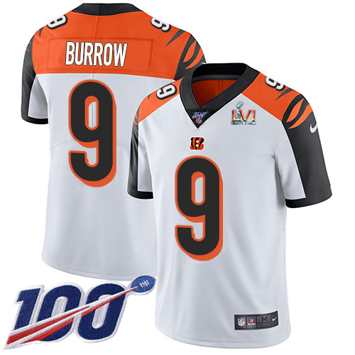 Bengals #9 Joe Burrow White Super Bowl LVI Patch Men's Stitched 100th Season Vapor Limited Jersey cheap jerseys for sale - CheapJerseys.Shop