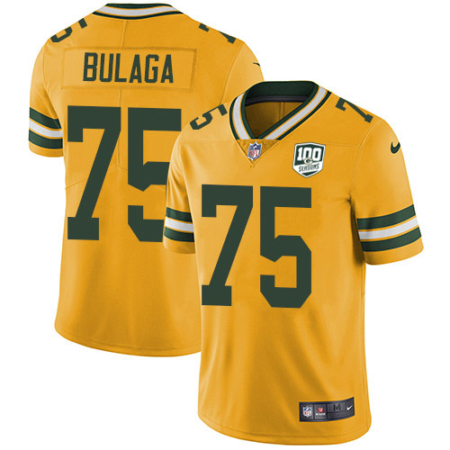 Green Bay Packers #75 Bryan Bulaga Yellow Men's 100th Season Stitched Limited Rush Jersey Men's cheap jerseys for sale - CheapJerseys.Shop