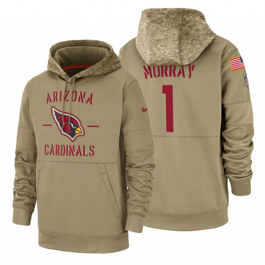 Arizona Cardinals #1 Kyler Murray Tan 2019 Salute To Service Name & Number Sideline Therma Pullover Hoodie cheap jerseys for sale - CheapJerseys.Shop