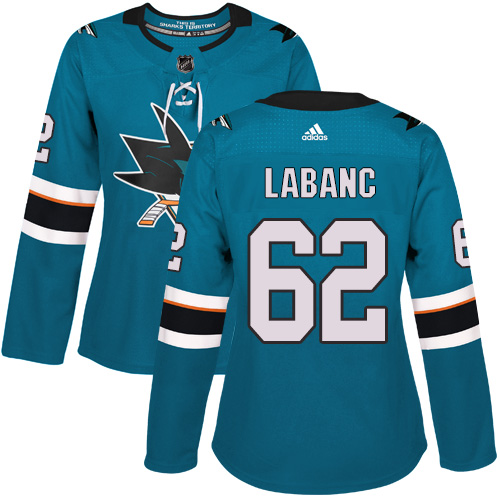 San Jose Sharks #62 Kevin Labanc Teal Home Authentic Women's Stitched Jersey Womens cheap jerseys for sale - CheapJerseys.Shop