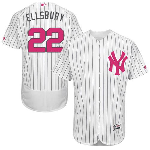 New York Yankees #22 Jacoby Ellsbury White Strip Flexbase Authentic Collection Mother's Day Stitched Jersey Men's cheap jerseys for sale - CheapJerseys.Shop