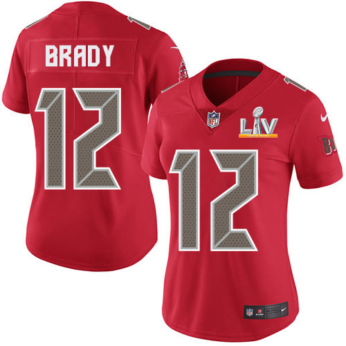 Buccaneers #12 Tom Brady Red Women's Super Bowl LV Bound Stitched Limited Rush Jersey cheap jerseys for sale - CheapJerseys.Shop