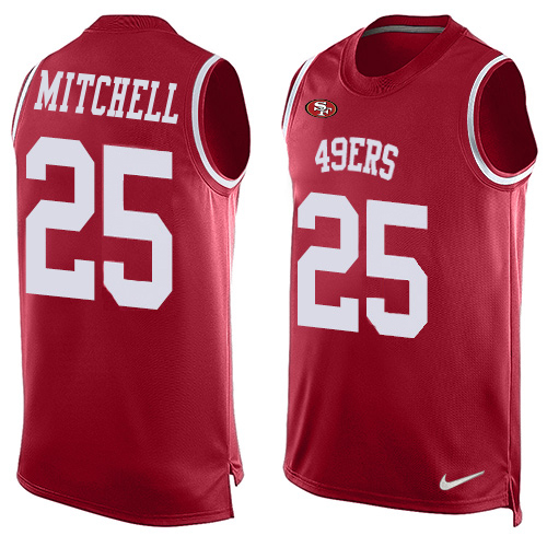 49ers #25 Elijah Mitchell Red Team Color Men's Stitched Limited Tank Top Jersey cheap jerseys for sale - CheapJerseys.Shop