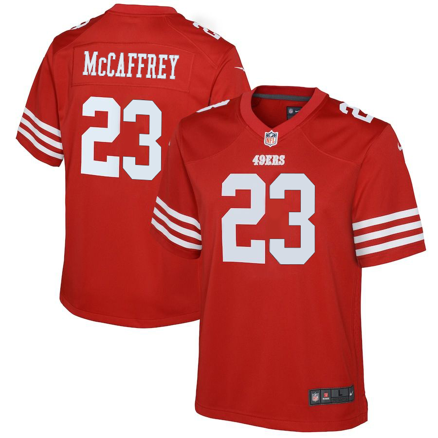 San Francisco 49ers #23 Christian McCaffrey Scarlet Youth 2022-23 Game Jersey cheap jerseys for sale - CheapJerseys.Shop