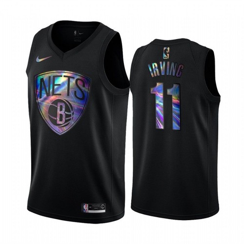 Brooklyn Nets #11 Kyrie Irving Mens Iridescent Holographic Collection Jersey - Black Mens cheap jerseys for sale - CheapJerseys.Shop