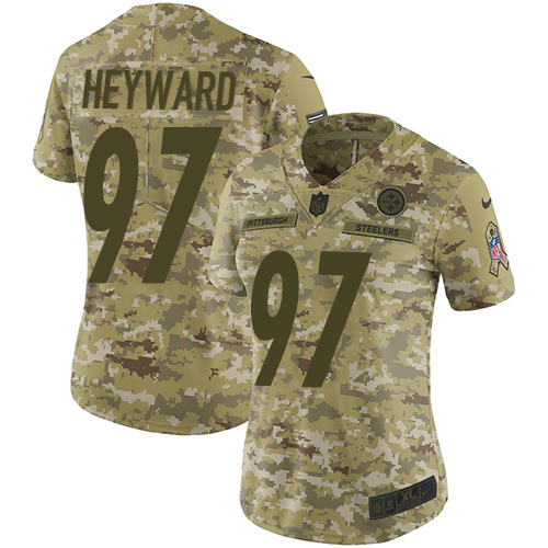 Pittsburgh Steelers #97 Cameron Heyward Camo Women's Stitched Limited 2018 Salute to Service Jersey Womens cheap jerseys for sale - CheapJerseys.Shop