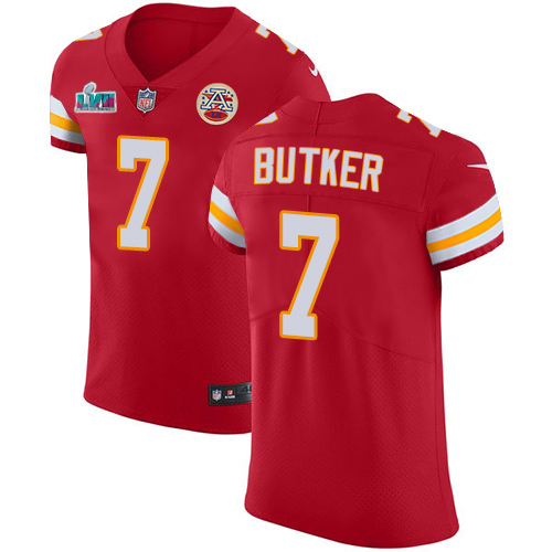 Chiefs #7 Harrison Butker Red Team Color Super Bowl LVII Patch Men's Stitched Vapor Untouchable Elite Jersey cheap jerseys for sale - CheapJerseys.Shop