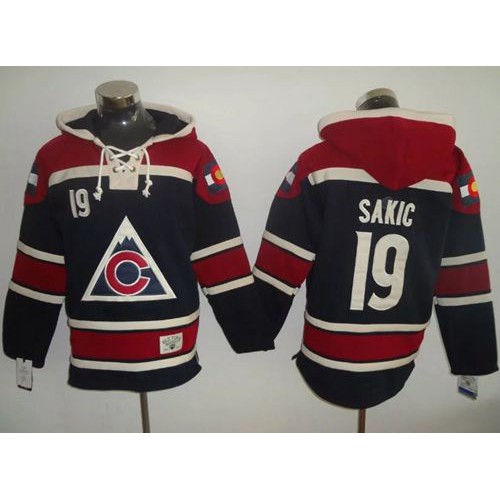 Colorado Avalanche #19 Joe Sakic Navy Blue Sawyer Hooded Sweatshirt Stitched Jersey Men's cheap jerseys for sale - CheapJerseys.Shop