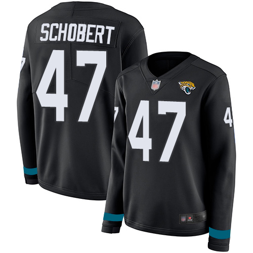 Jacksonville Jaguars #47 Joe Schobert Black Team Color Women's Stitched Limited Therma Long Sleeve Jersey Womens cheap jerseys for sale - CheapJerseys.Shop