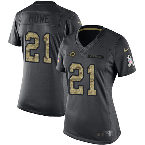 Miami Dolphins #21 Eric Rowe Black Women's Stitched Limited 2016 Salute to Service Jersey Womens cheap jerseys for sale - CheapJerseys.Shop