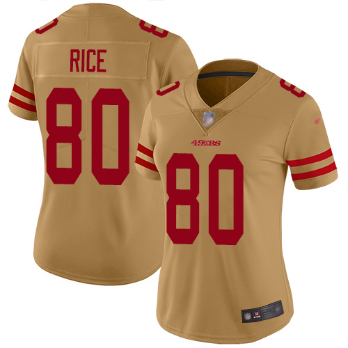 49ers #80 Jerry Rice Gold Women's Stitched Limited Inverted Legend Jersey cheap jerseys for sale - CheapJerseys.Shop