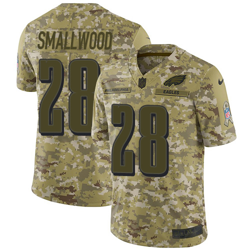 Philadelphia Eagles #28 Wendell Smallwood Camo Men's Stitched Limited 2018 Salute To Service Jersey Men's cheap jerseys for sale - CheapJerseys.Shop