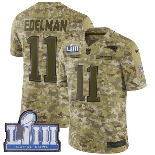 Patriots #11 Julian Edelman Camo Super Bowl LIII Bound Men's Stitched Limited 2018 Salute To Service Jersey cheap jerseys for sale - CheapJerseys.Shop