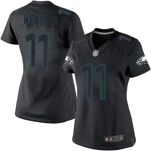 Philadelphia Eagles #11 Carson Wentz Black Impact Women's Stitched Limited Jersey Womens cheap jerseys for sale - CheapJerseys.Shop