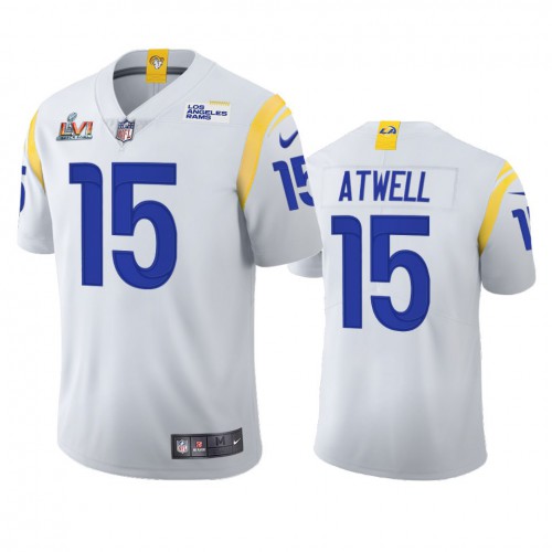 Los Angeles Los Angeles Rams #15 Tutu Atwell Men's Super Bowl LVI Patch 2021 Vapor Limited Jersey - White Men's cheap jerseys for sale - CheapJerseys.Shop