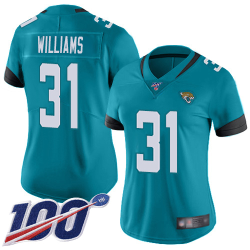 Jaguars #31 Darious Williams Teal Green Alternate Women's Stitched 100th Season Vapor Untouchable Limited Jersey cheap jerseys for sale - CheapJerseys.Shop