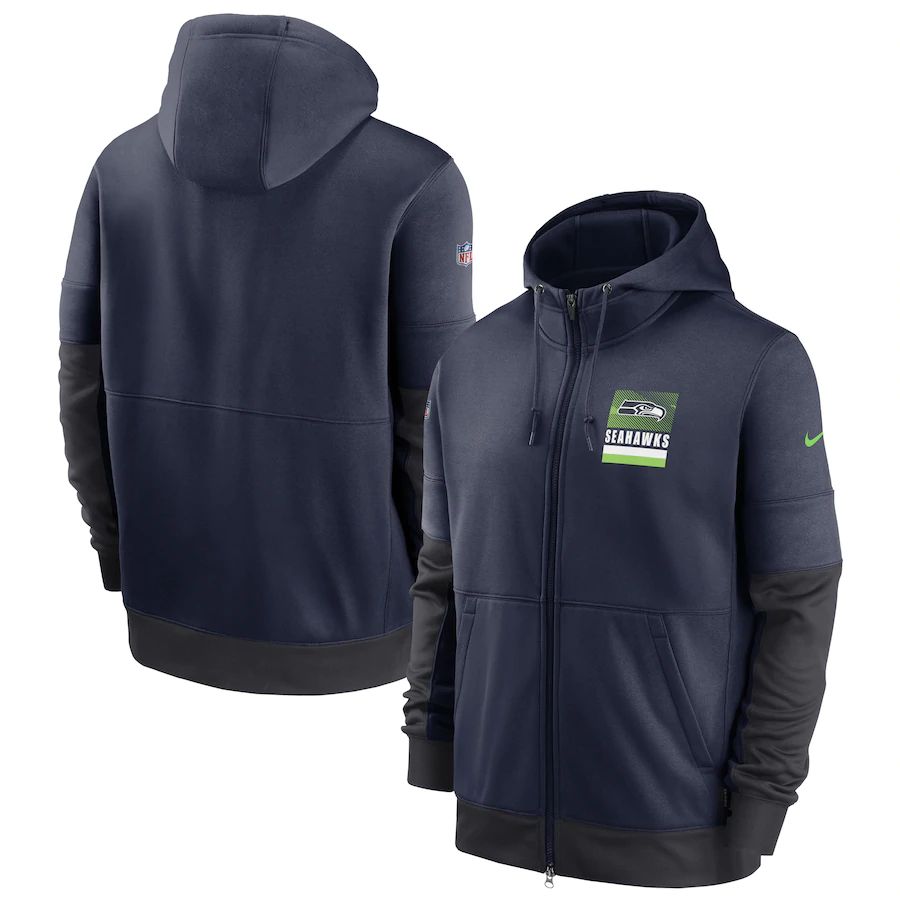 Seattle Seahawks Sideline Impact Lockup Performance Full-Zip Hoodie College Navy cheap jerseys for sale - CheapJerseys.Shop