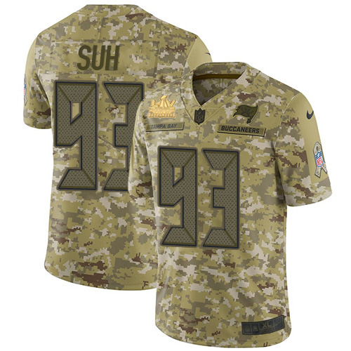 Tampa Bay Buccaneers #93 Ndamukong Suh Camo Men's Super Bowl LV Champions Patch Stitched Limited 2018 Salute To Service Jersey Men's cheap jerseys for sale - CheapJerseys.Shop