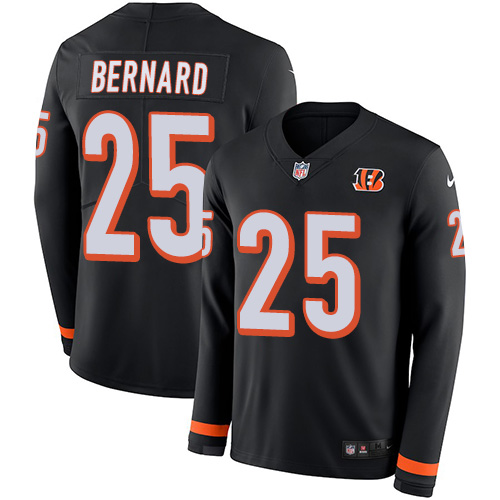 Cincinnati Bengals #25 Giovani Bernard Black Team Color Men's Stitched Limited Therma Long Sleeve Jersey Men's cheap jerseys for sale - CheapJerseys.Shop