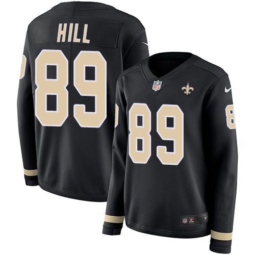 New Orleans Saints #89 Josh Hill Black Team Color Women's Stitched Limited Therma Long Sleeve Jersey Womens cheap jerseys for sale - CheapJerseys.Shop